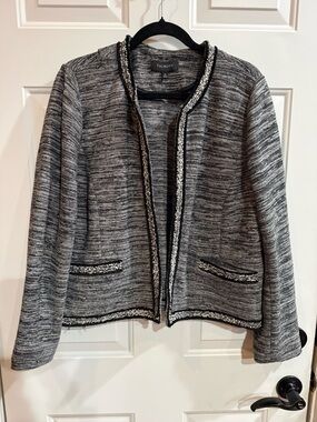 Talbots Gray Marled Open-Front Jacket